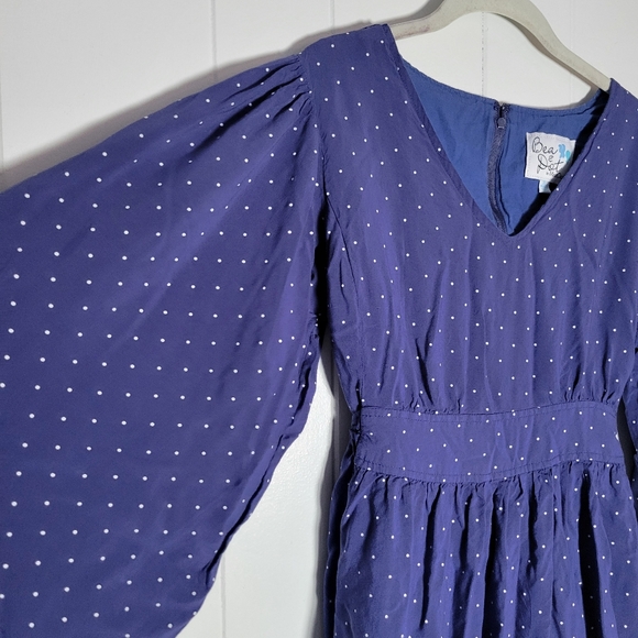Modcloth × Bea & Dot Polka Dot Lace Trim Bell Sleeve Belted Mini Dress Pin Up XL - Picture 3 of 13